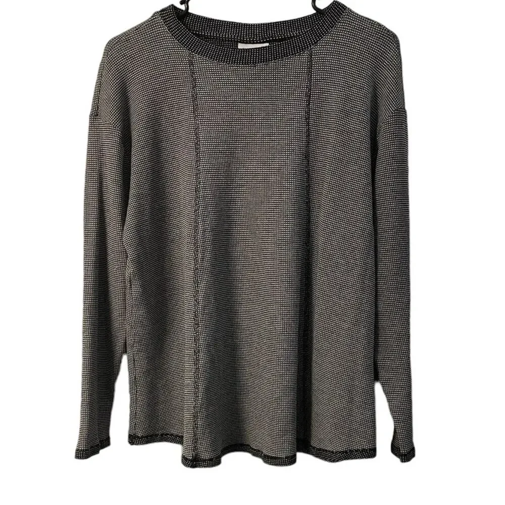 J.Jill Lightweight Sweater Pullover Women Size L Black & White Long Sleeve - Picture 1 of 11